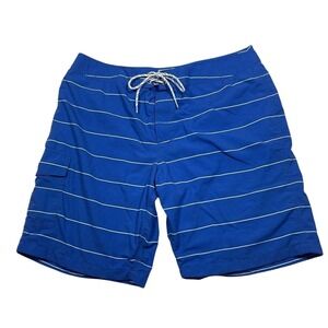 J‎ Crew Striped Board Shorts Swim Trunks Mens Size 34 Blue White Cargo Pocket